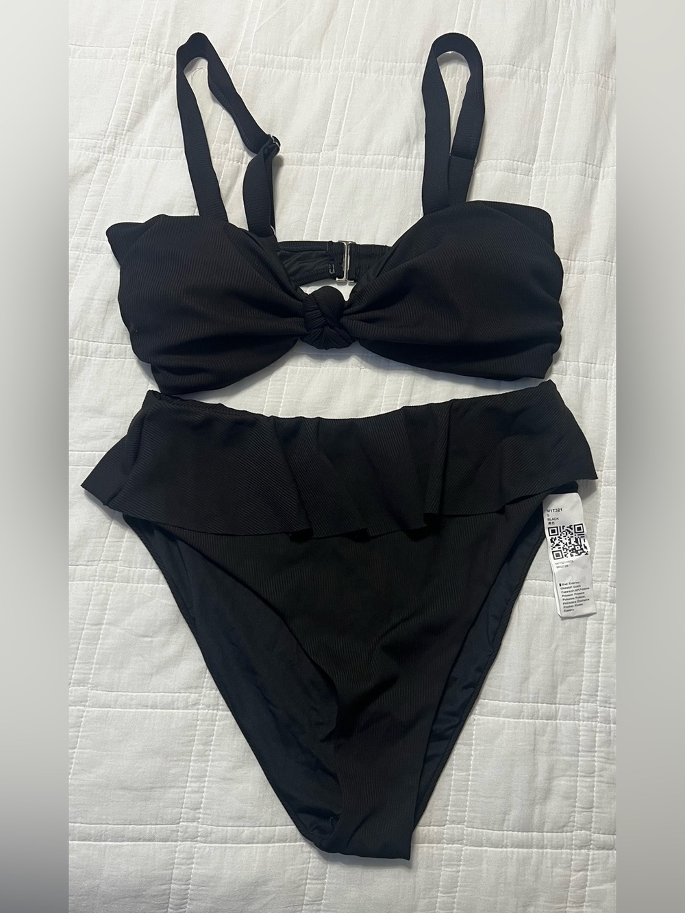 Amazon Black Ruffle Two-Piece Bikini Swim Set | Women’s S